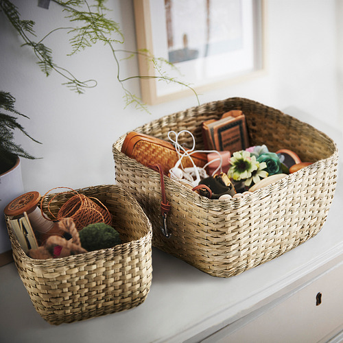 VÄXTHUS - basket, set of 2, sedge/handmade | IKEA Hong Kong and Macau