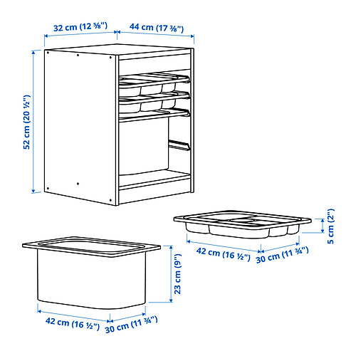 TROFAST storage combination with box/trays