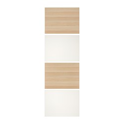 MEHAMN - 趟門面板，4件裝, 染白橡木紋/白色, 75x236 厘米| IKEA 