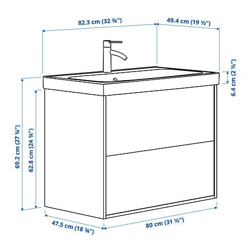 ORRSJÖN/TÄNNFORSEN wash-stnd w drawers/wash-basin/tap