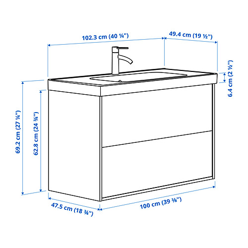 ORRSJÖN/TÄNNFORSEN wash-stnd w drawers/wash-basin/tap