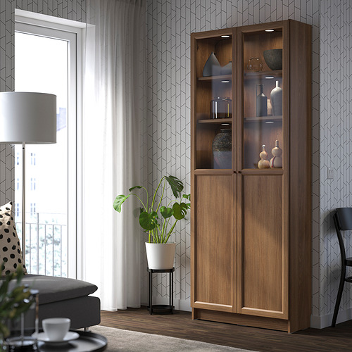 BILLY/OXBERG bookcase with panel/glass doors