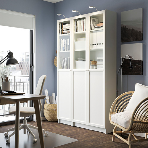 BILLY/OXBERG bookcase with panel/glass doors