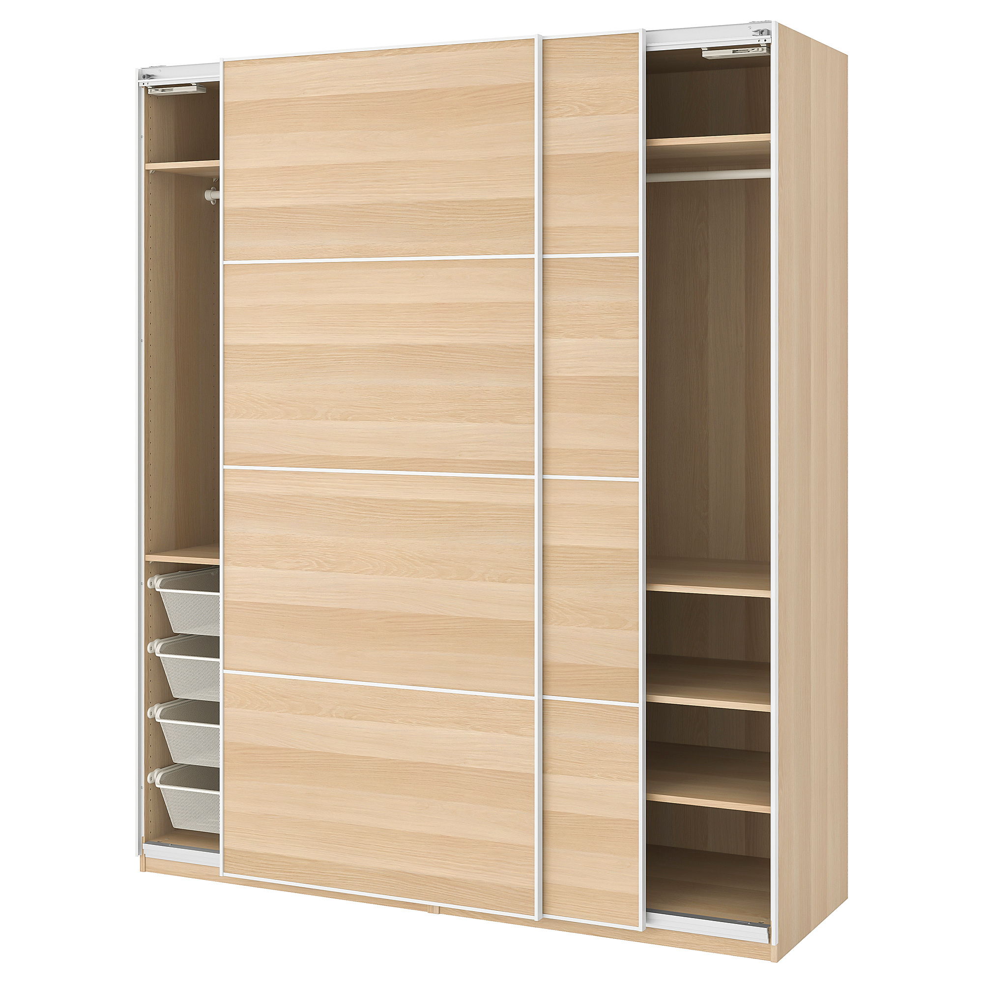 PAX wardrobe, white stained oak effect/Mehamn white stained oak