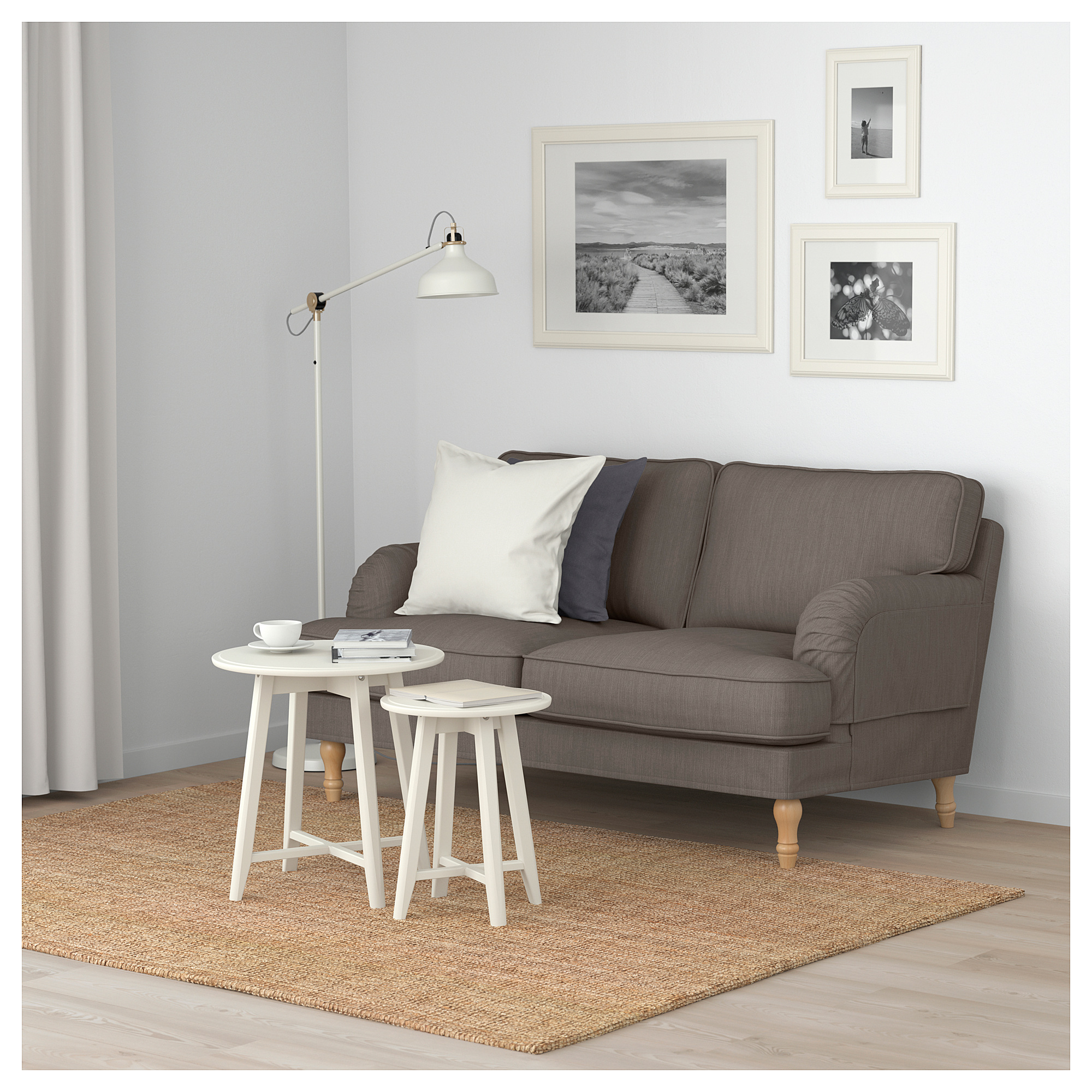 STOCKSUND - 2-seat sofa, Nolhaga grey-beige/light brown/wood | IKEA ...