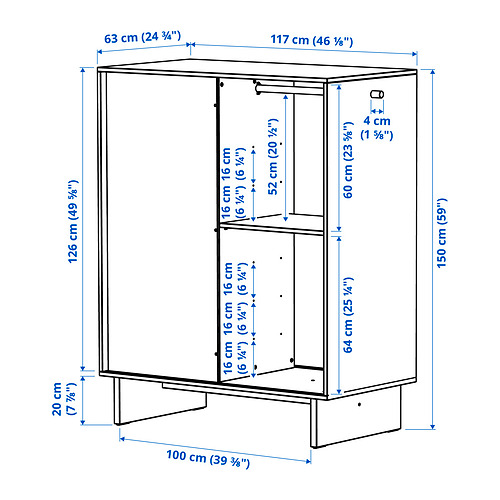 GLAMBERGET wardrobe with 3 sliding doors