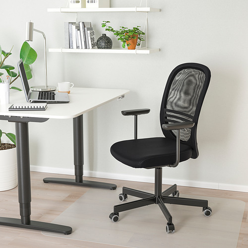 FLINTAN - office chair with armrests, black, 71x71 cm | IKEA Hong Kong and  Macau