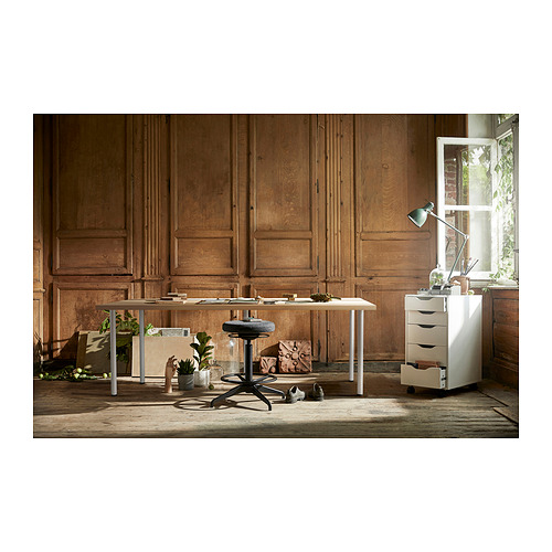 LINNMON / ADILS Desk, white stained oak effect/white, 100x60 cm - IKEA