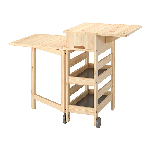 RESARÖ mobile drop-leaf table w storage