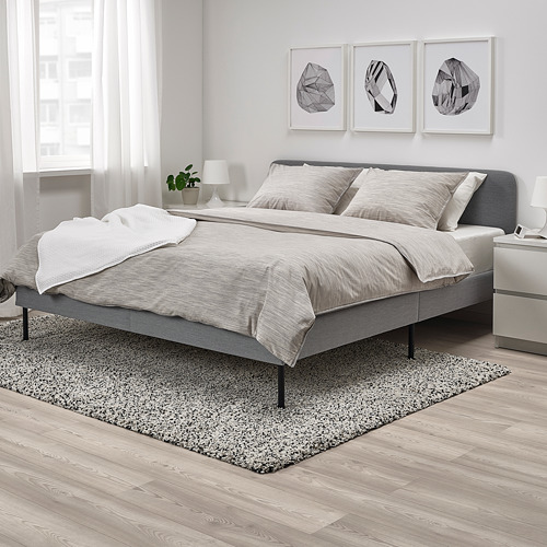 paradijs merk vieren SLATTUM - upholstered bed frame, Knisa light grey, double, Knisa light  grey, 139x196 cm | IKEA Hong Kong and Macau