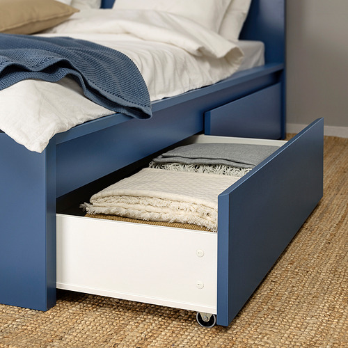 MALM bed frame, high, w 4 storage boxes