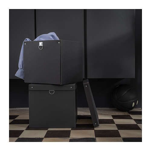 NIMM - 連蓋貯物盒, 黑色, 32x30x30 厘米| IKEA 香港及澳門