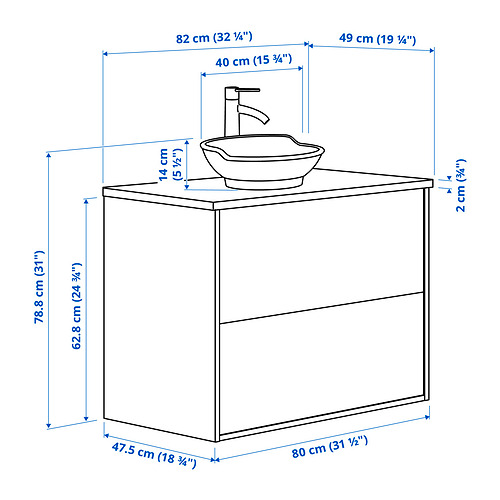 TÄNNFORSEN/VÄSTERSJÖN wash-stnd w drawers/wash-basin/tap