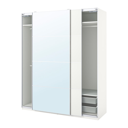 PAX/MEHAMN/AULI - wardrobe combination, white/mirror glass | IKEA Hong ...