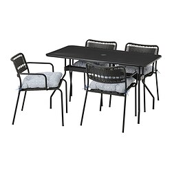 black aluminium garden table and chairs