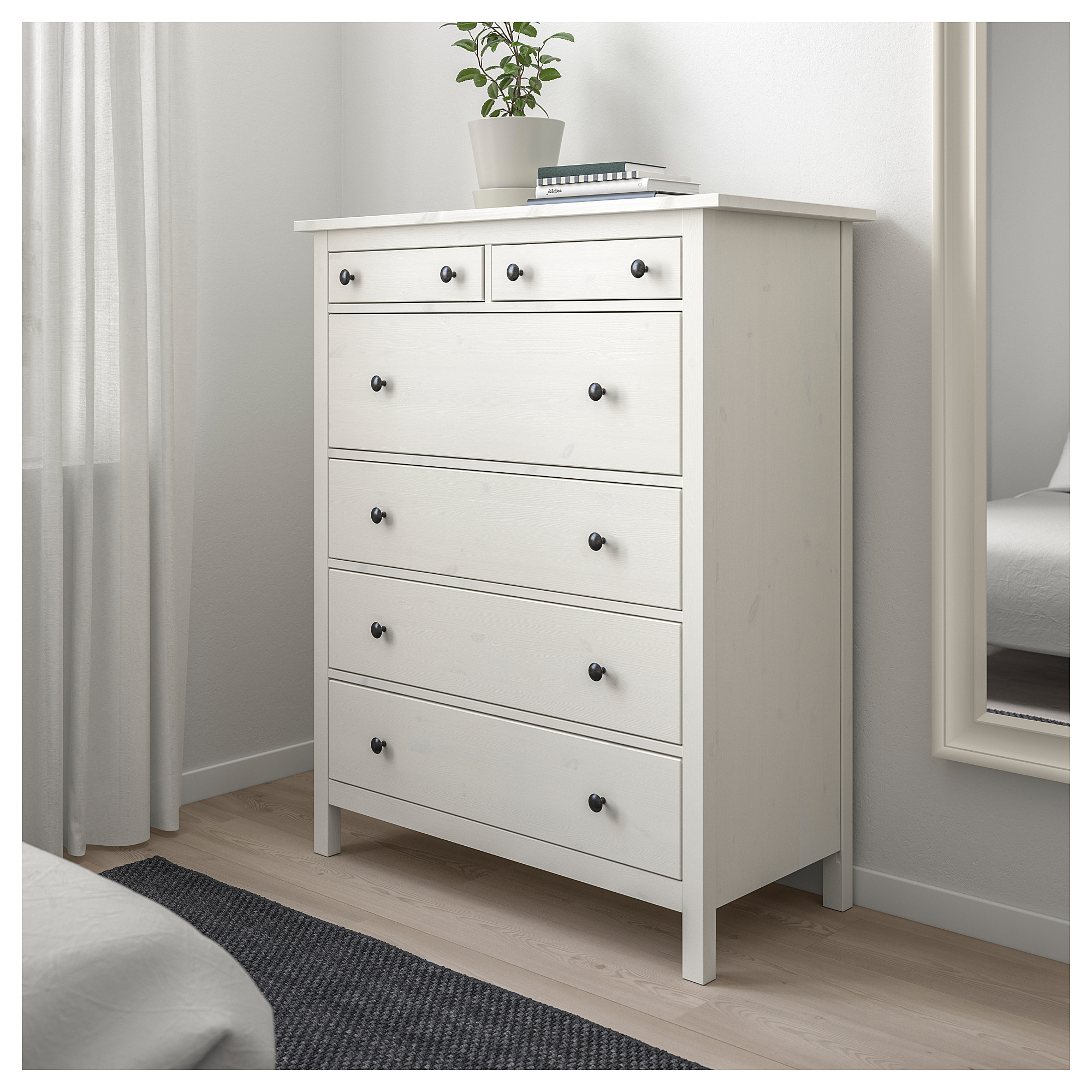 HEMNES chest of 6 drawers white stain