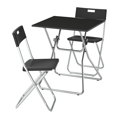 GUNDE/GUNDE table and 2 folding chairs