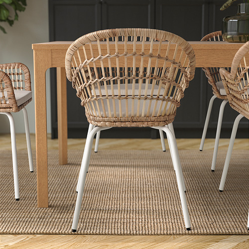 NORNA/NILSOVE - 椅子連椅墊, 藤白色/Laila 米色| IKEA 香港及澳門