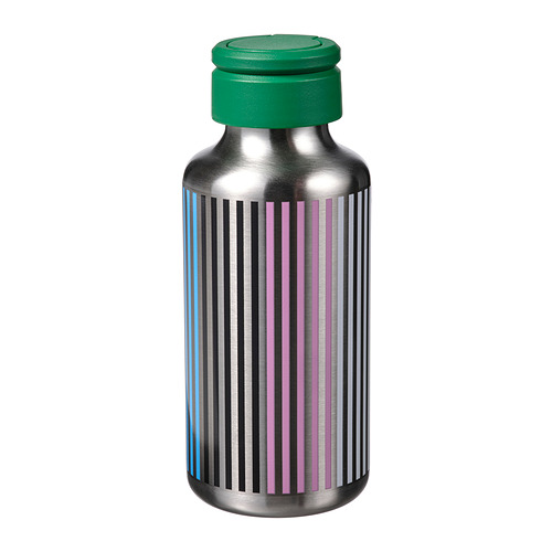 ENKELSPÅRIG - water bottle, stainless steel striped/multicolour, 0.5 l