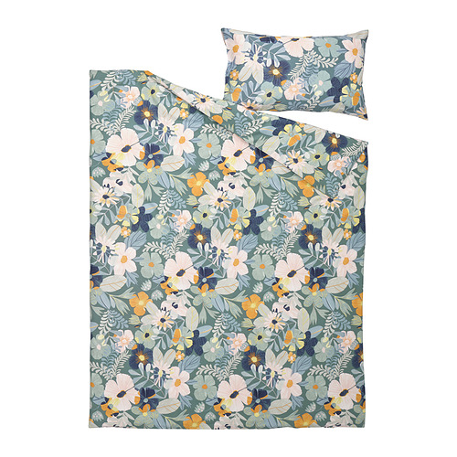 FÄLTGRÄSMOTT duvet cover and pillowcase