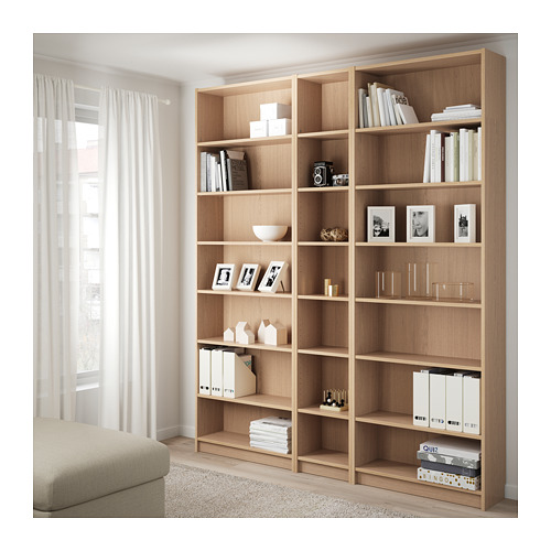 BILLY - bookcase w height extension units, white stained oak veneer ...