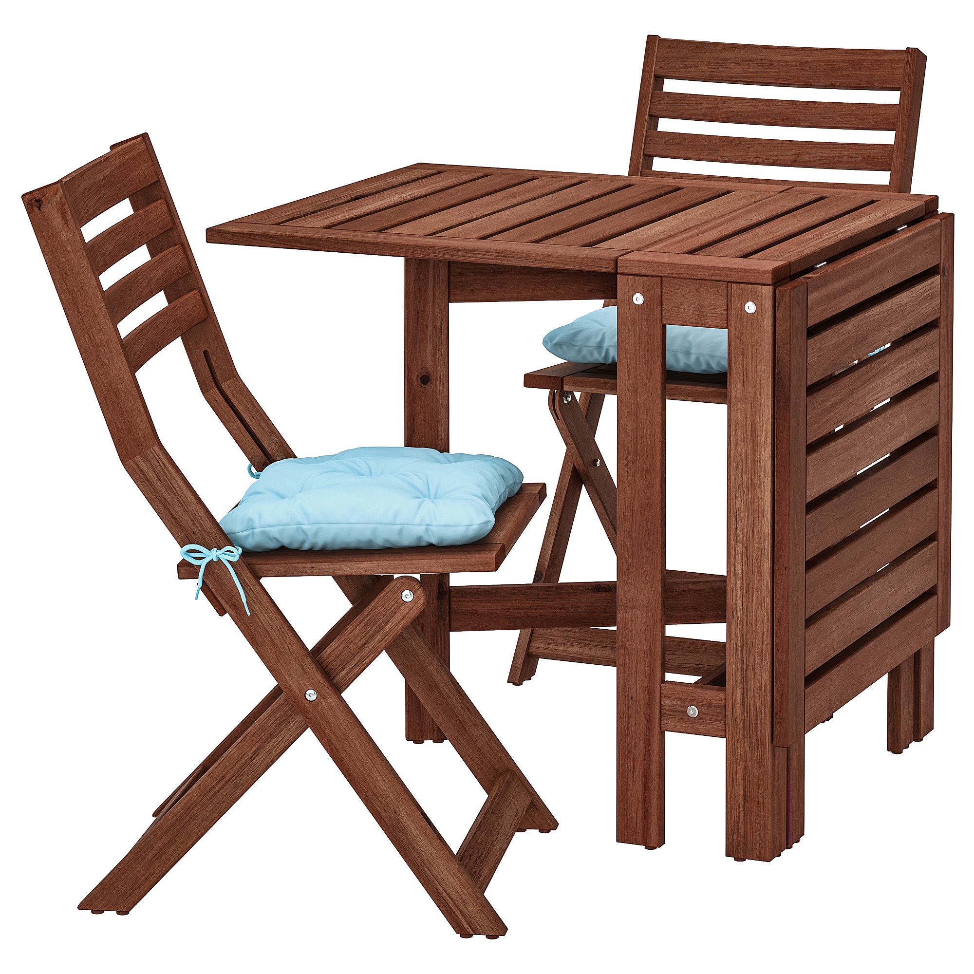 Applaro Table 2 Folding Chairs Outdoor Brown Stained Kuddarna