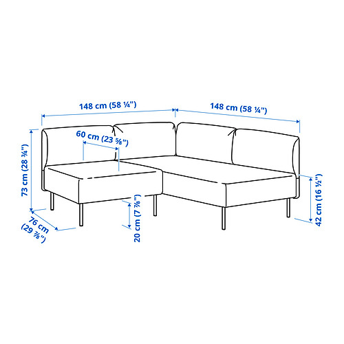 LILLEHEM modular corner sofa, 2-seat