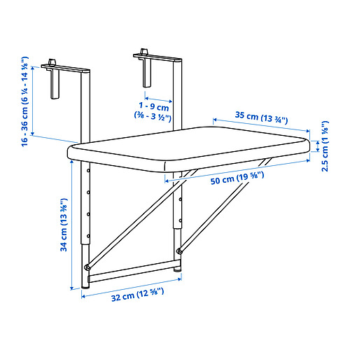 TORPARÖ table f wall+2 fold chairs, outdoor