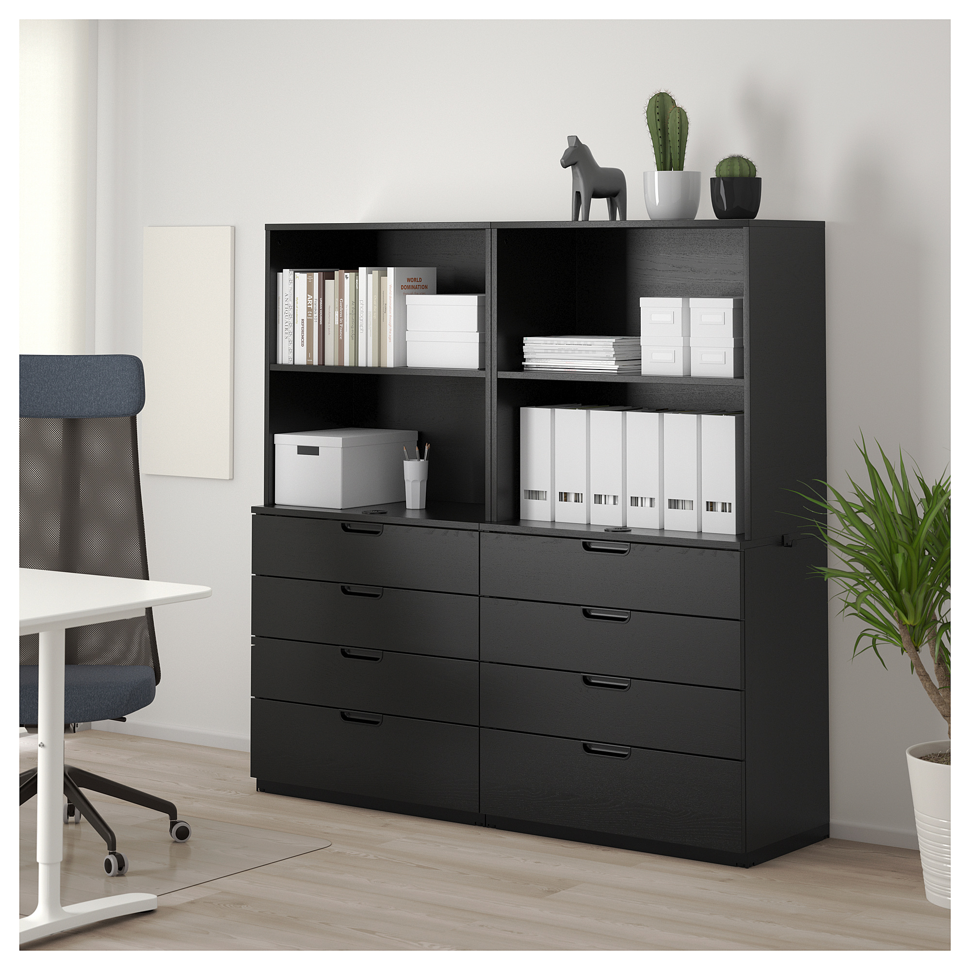 Galant Storage Combination With Drawers Black Stained Ash