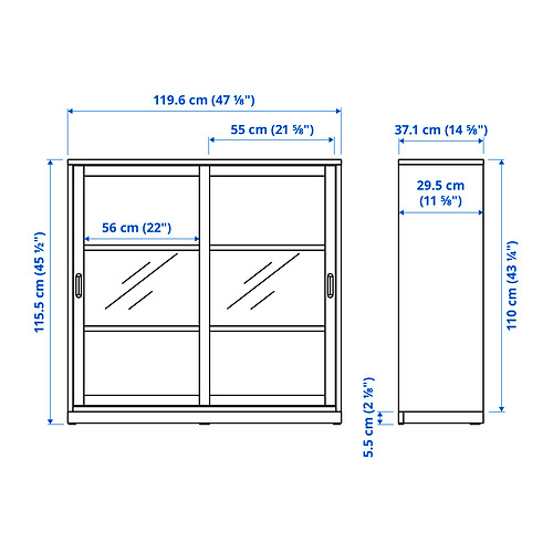 TONSTAD cabinet with sliding glass doors