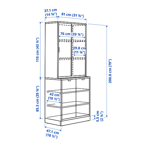 TONSTAD storage combination w sliding doors