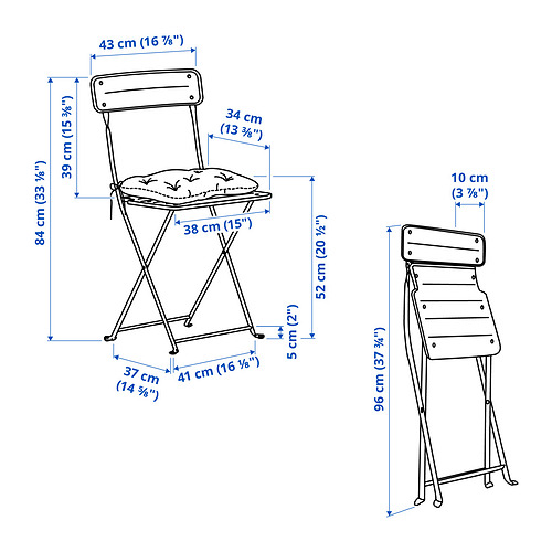 SUNDSÖ table and 2 folding chairs