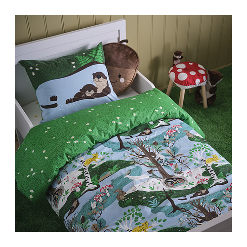 SKOGSDUVA duvet cover and pillowcase