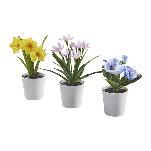 FEJKA artifi potted plant w pot, set of 3