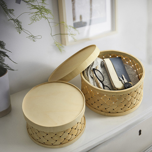 SNÖPLOG basket with lid set of 2