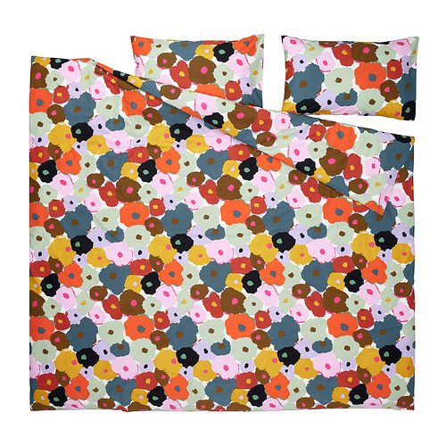 MURREVA duvet cover and 2 pillowcases