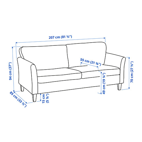 EKHOLMA 3-seat sofa