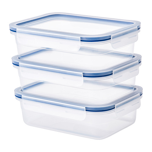 IKEA 365+ Food container with lid, rectangular glass/bamboo, 34 oz - IKEA