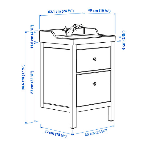 RUTSJÖN/HEMNES wash-stnd w drawers/wash-basin/tap