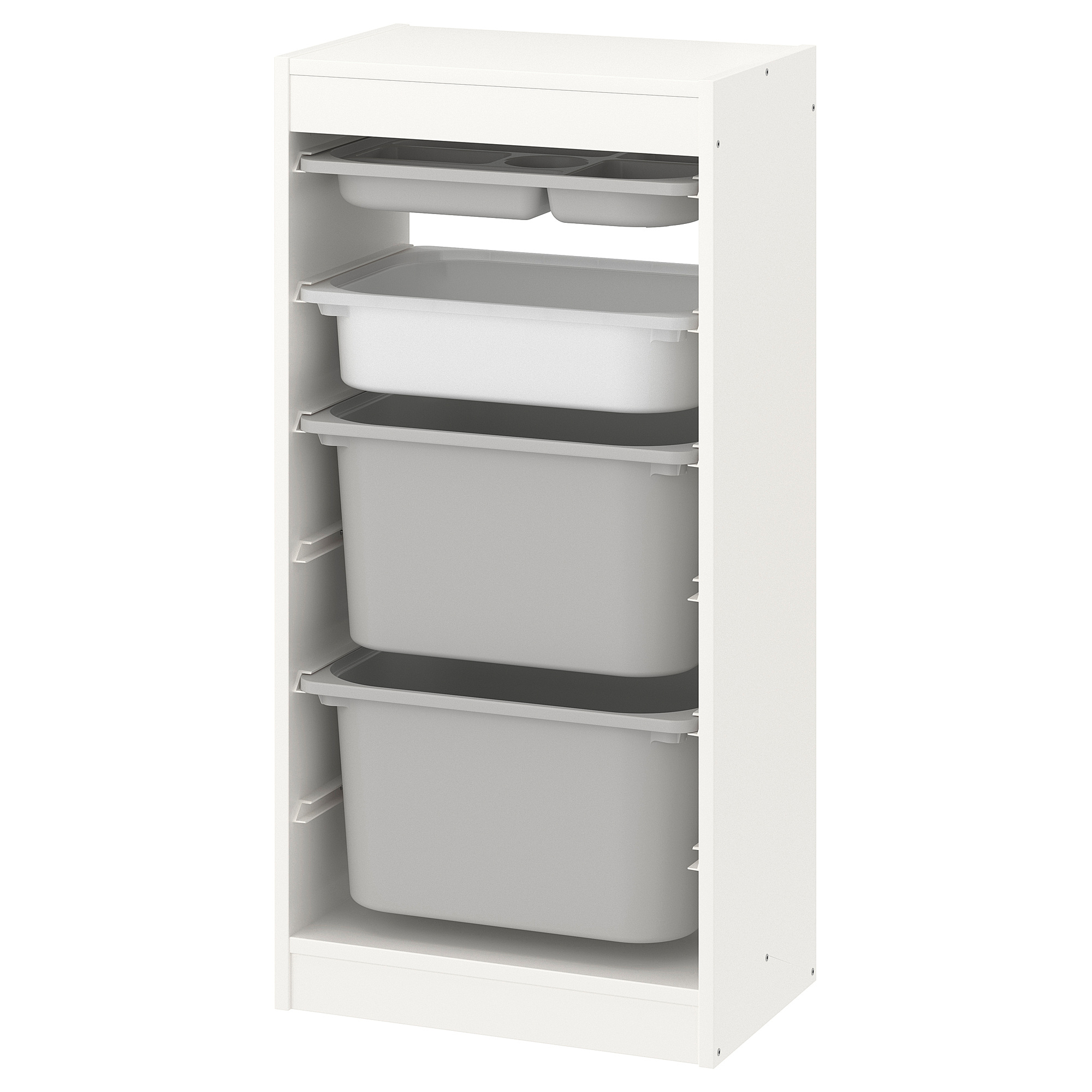 TROFAST - 貯物組合附盒/托盤, 白色灰色/白色, 46x30x95 厘米| IKEA 