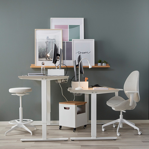 TROTTEN desk sit/stand, beige/anthracite, 471/4x271/2 - IKEA