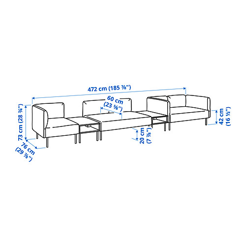 LILLEHEM 5-seat modular sofa with side table