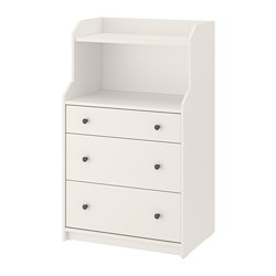 HAUGA open wardrobe with 3 drawers, white, 271/2x783/8 - IKEA
