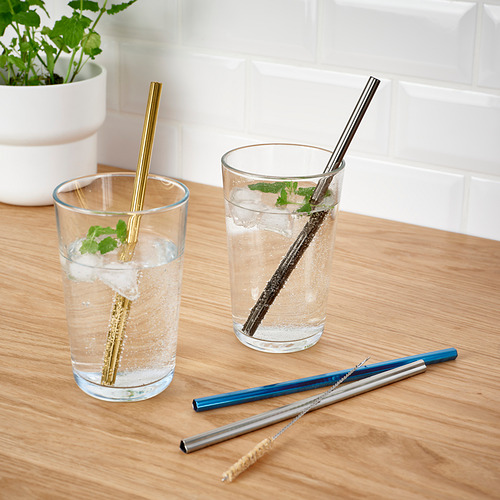 LUFTTÄT drinking straws/cleanbrush set of 5