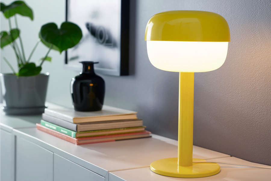 SAXHYTTAN Table lamp with LED bulb, beige/black, 10 - IKEA