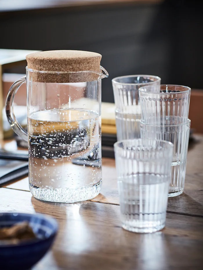 IKEA 365+ Pitcher with lid, clear glass, cork - IKEA