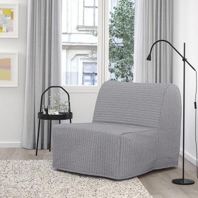 NYHAMN sleeper sofa, with foam mattress/Skartofta black/light grey - IKEA